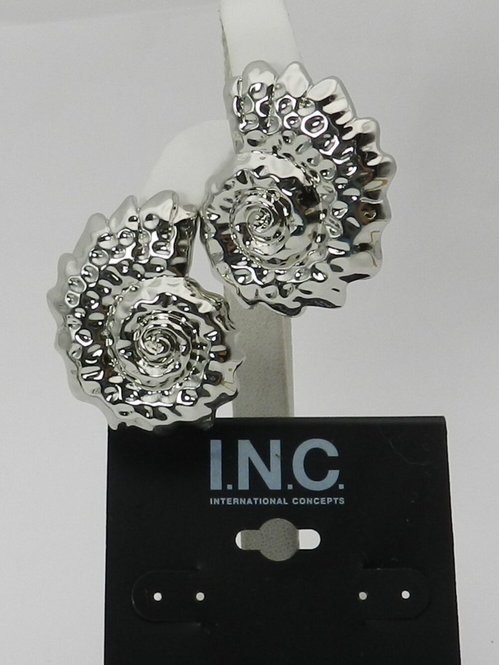 I.N.C. International Concepts  Rhodium-Plated Textured Shell Statement Stud Ea